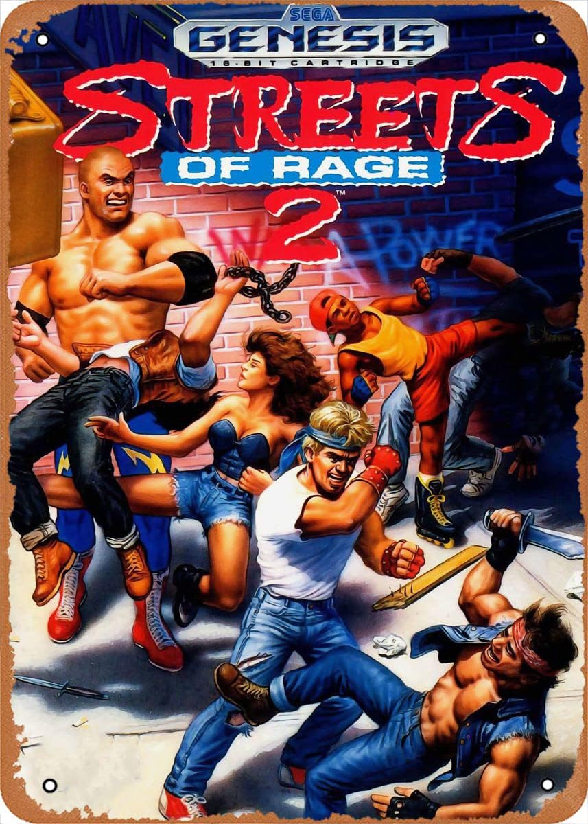 Arcade Games & Vending Co - ป้ายโลหะตกแต่งผนังลายเกมอาเขตคลาสสิก Street of Rage สไตล์เรโทร ยุค