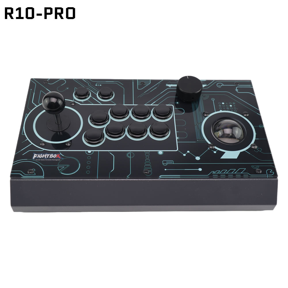 Trackball Controller Arcade - FightBox R10-PRO อาร์เคดไฟท์สติ๊กพร้อมแทร็กบอลและสปินเนอร์ GP2040-CE Raspberry Pico