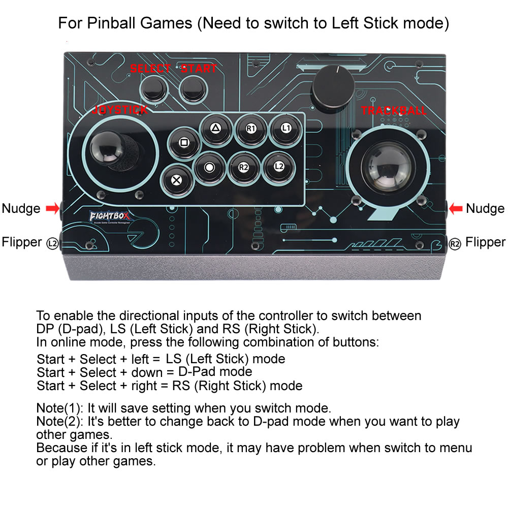 Trackball Controller Arcade - จอยสติ๊กต่อสู้แบบอาร์เคด FightBox R10-PRO พร้อมแทร็กบอลและสปินเนอร์ คอนโทรลเลอร์เกมย้อนยุคสำหรับ PC/PS